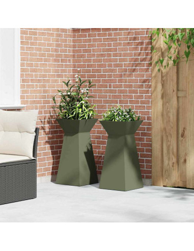 Vaso a Pilastro 2 pcs Oliva 35 x 35 x 73 cm