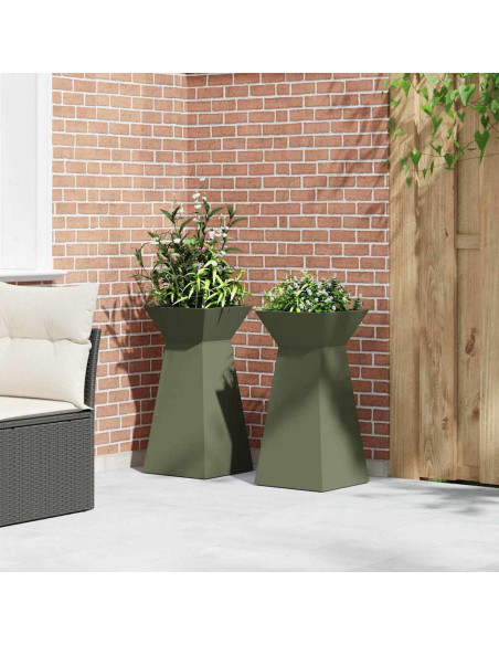 Vaso a Pilastro 2 pcs Oliva 35 x 35 x 73 cm