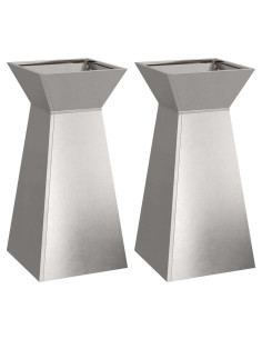 Vaso a Pilastro 2 pcs Argento 35 x 35 x 73 cm 2