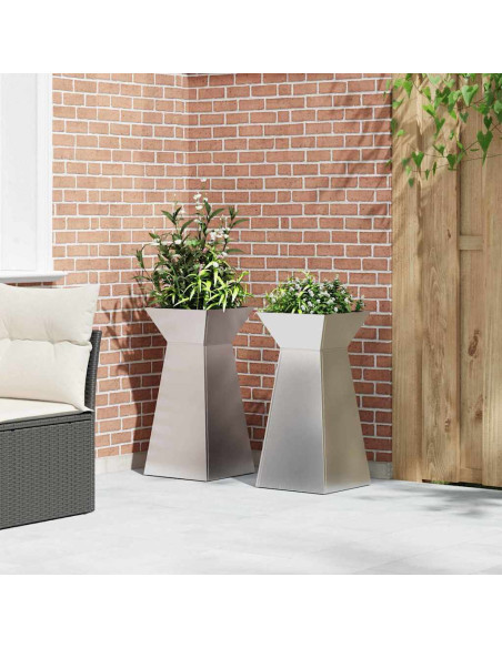Vaso a Pilastro 2 pcs Argento 35 x 35 x 73 cm