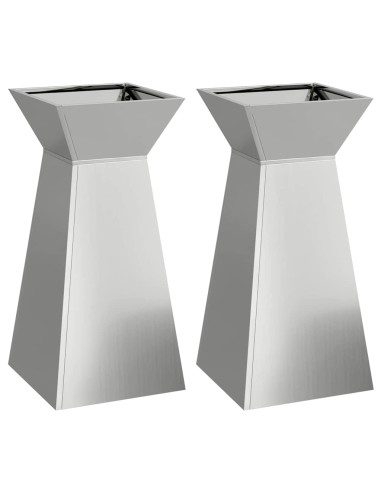 Vaso a Pilastro 2 pcs Argento 35 x 35 x 73 cm