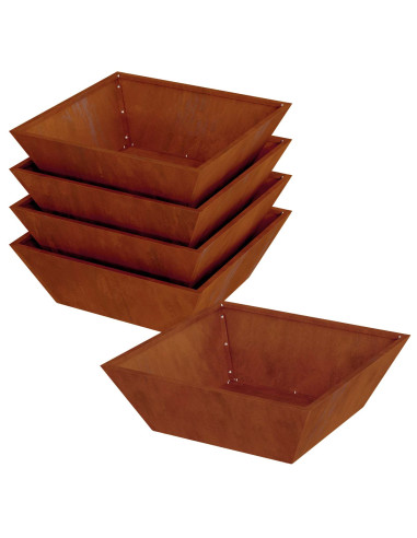 Vaso da giardino 5 pcs Ruggine 50 x 50 x 15 cm