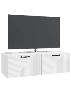 Mobile Porta TV da Muro Bianco Lucido 98 x 41 x 30 cm 2