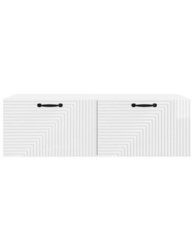 Mobile Porta TV da Muro Bianco Lucido 98 x 41 x 30 cm