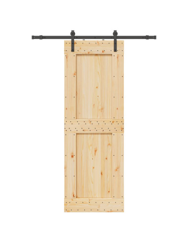 Porta scorrevole NARVIK Naturale e Nero 80 x 210 cm (152,5 cm)