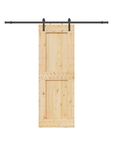 Porta scorrevole NARVIK Naturale e Nero 80 x 210 cm (213,5 cm)