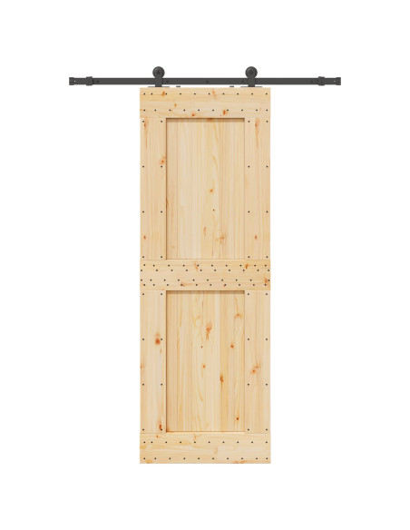 Porta scorrevole NARVIK Naturale e Nero 80 x 210 cm (152,5 cm)