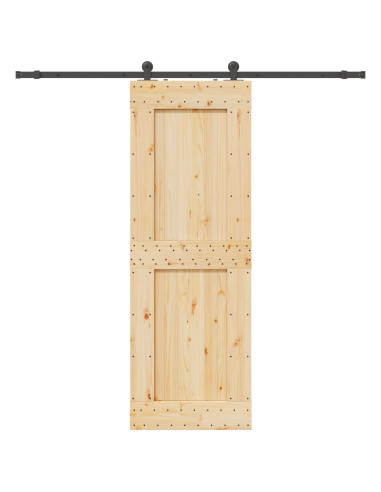 Porta scorrevole NARVIK Naturale e Nero 80 x 210 cm (213,5 cm)