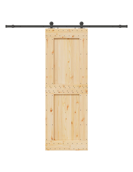 Porta scorrevole NARVIK Naturale e Nero 80 x 210 cm (213,5 cm)