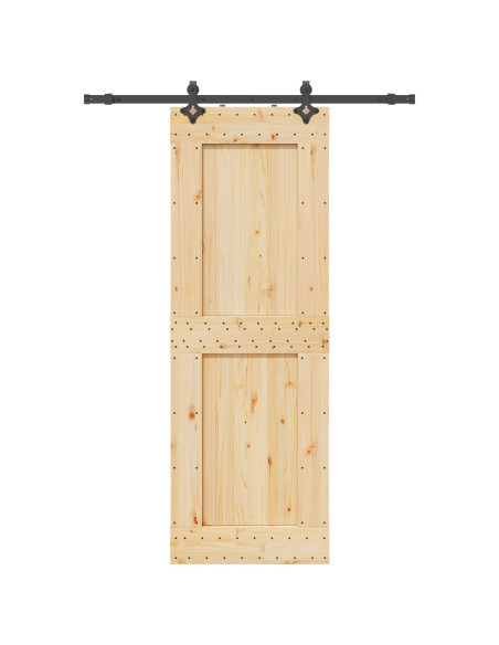 Porta scorrevole NARVIK Naturale e Nero 80 x 210 cm (152,5 cm)