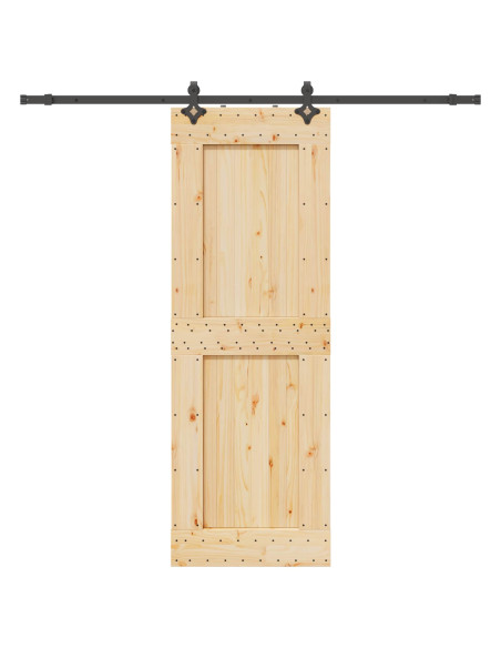 Porta scorrevole NARVIK Naturale e Nero 80 x 210 cm (213,5 cm)