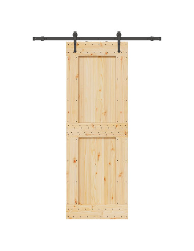 Porta scorrevole NARVIK Naturale e Nero 80 x 210 cm (152,5 cm)