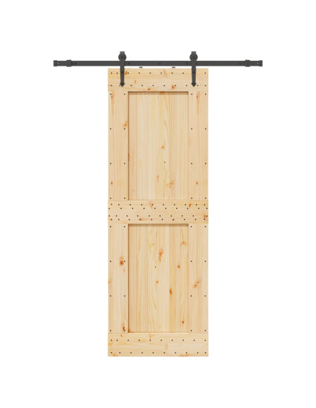 Porta scorrevole NARVIK Naturale e Nero 80 x 210 cm (152,5 cm)