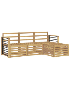 Set di divani da esterno 4 pcs Bianco Legno di Acacia Massello 2