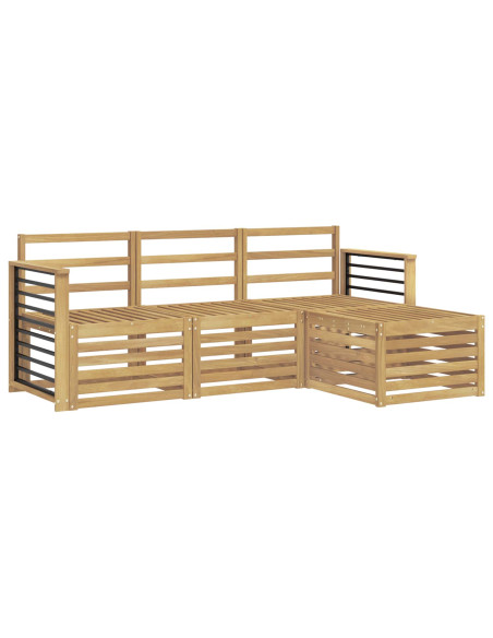 Set di divani da esterno 4 pcs Bianco Legno di Acacia Massello