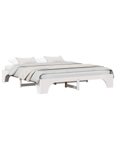 Struttura del letto Bianco 200 x 200 cm Pino massello 2