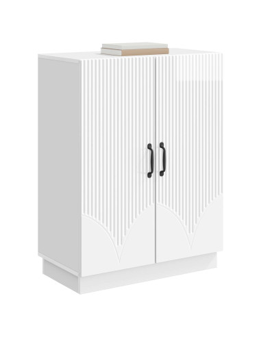 Credenza Bianco Lucido 66 x 34,5 x 87 cm Legno ingegnerizzato