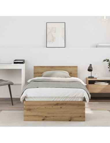 Struttura del letto con testiera Rovere artigianale 90 x 190 cm