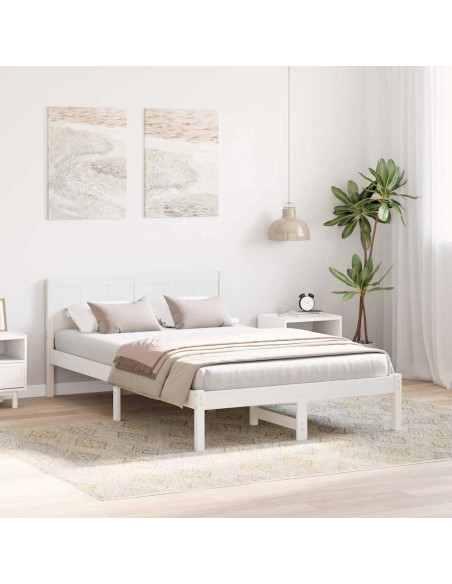 Struttura del letto Bianco 135 x 190 cm Legno massello di pino