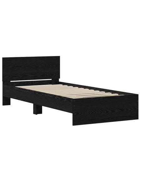 Struttura del letto Rovere Nero 90 x 200 cm Legno multistrato