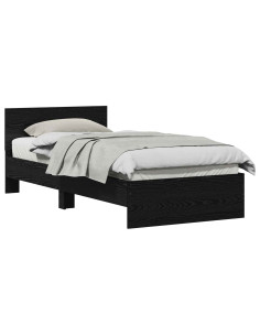 Struttura del letto Rovere Nero 90 x 190 cm Legno multistrato 2