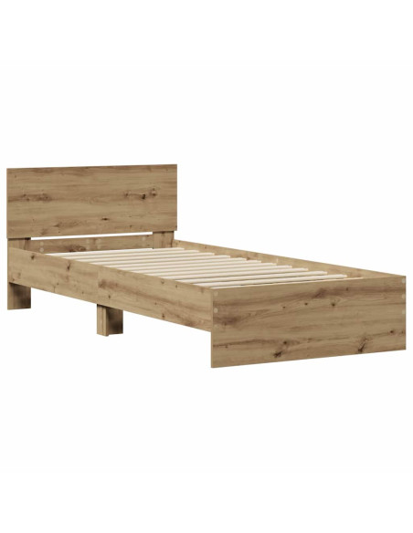 Struttura del letto con testiera Rovere artigianale 75 x 190 cm
