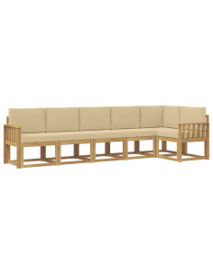 Set di divani da esterno 6 pcs Bianco e Beige Poliestere 2