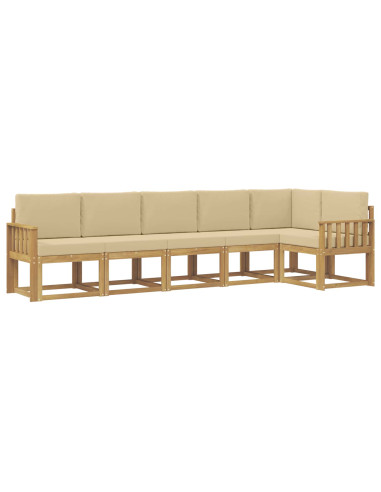 Set di divani da esterno 6 pcs Bianco e Beige Poliestere