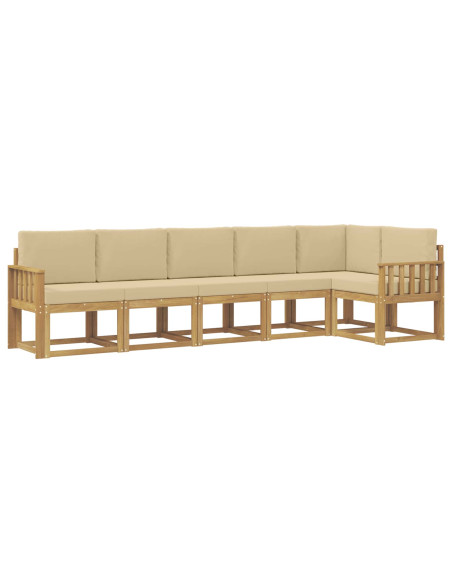 Set di divani da esterno 6 pcs Bianco e Beige Poliestere