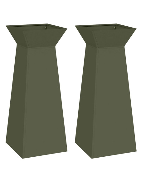 Vaso a Pilastro 2 pcs Oliva 40 x 40 x 100 cm