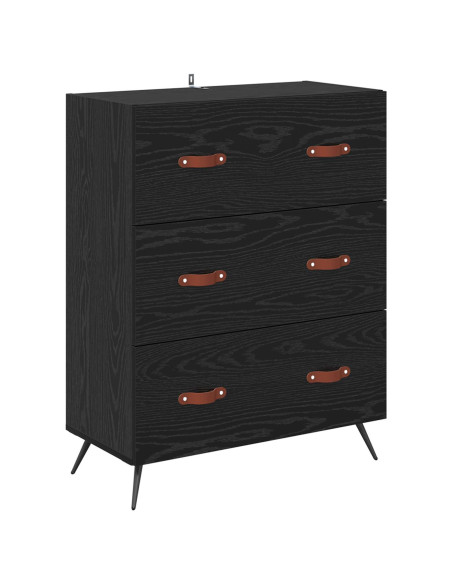 Cassettiera Rovere Nero 69,5 x 34 x 90 cm Legno ingegnerizzato