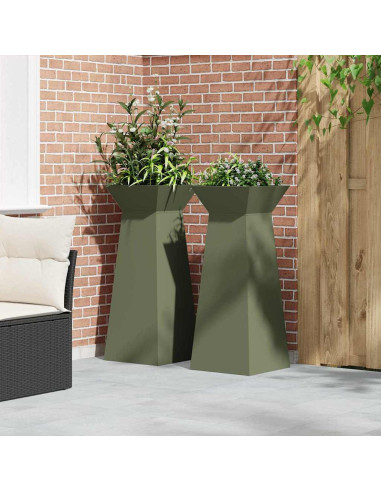 Vaso a Pilastro 2 pcs Oliva 40 x 40 x 100 cm