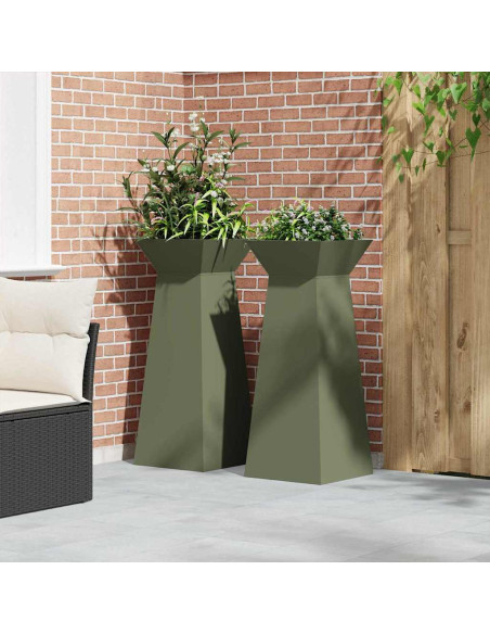 Vaso a Pilastro 2 pcs Oliva 40 x 40 x 100 cm