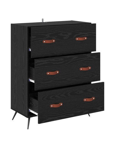 Cassettiera Rovere Nero 69,5 x 34 x 90 cm Legno ingegnerizzato