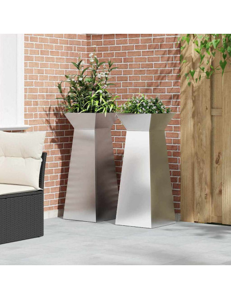 Vaso a Pilastro 2 pcs Argento 40 x 40 x 100 cm
