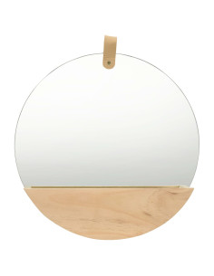 Specchio da Parete in Legno Massello di Pino 35 cm 2