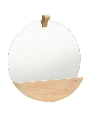 Specchio da Parete in Legno Massello di Pino 35 cm