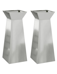 Vaso a Pilastro 2 pcs Argento 40 x 40 x 100 cm 2