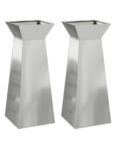 Vaso a Pilastro 2 pcs Argento 40 x 40 x 100 cm