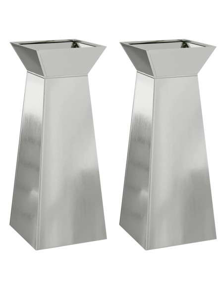 Vaso a Pilastro 2 pcs Argento 40 x 40 x 100 cm