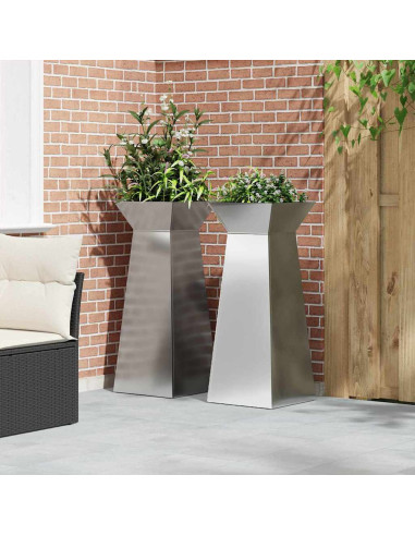 Vaso a Pilastro 2 pcs Argento 40 x 40 x 100 cm