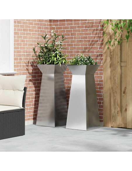 Vaso a Pilastro 2 pcs Argento 40 x 40 x 100 cm
