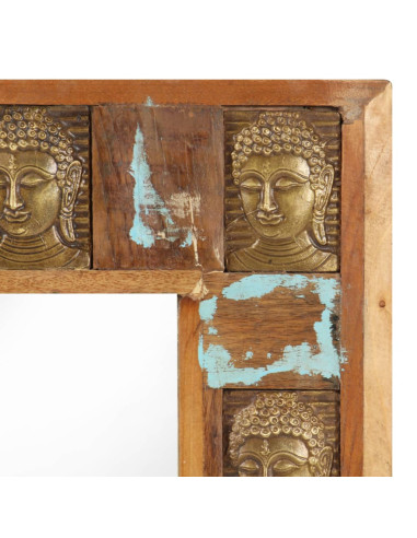 Specchio Decorato con Buddha 110x50 cm in Massello di Recupero