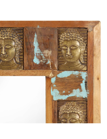 Specchio Decorato con Buddha 110x50 cm in Massello di Recupero