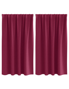 Tende Blackout con Anelli 2 pcs Rosso Vino 140 x 140 cm 2