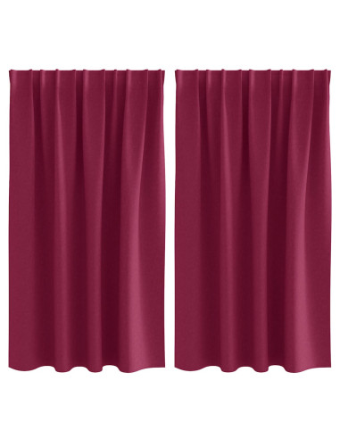 Tende Blackout con Anelli 2 pcs Rosso Vino 140 x 140 cm
