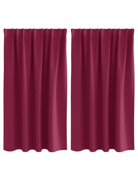 Tende Blackout con Anelli 2 pcs Rosso Vino 140 x 140 cm