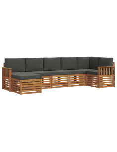 Set divani 7 pcs Naturale e Antracite Legno di Acacia Massello 2