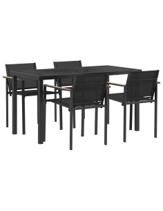 Set di Mobili da Esterno 5 pcs Nero e antracite Acciaio 2