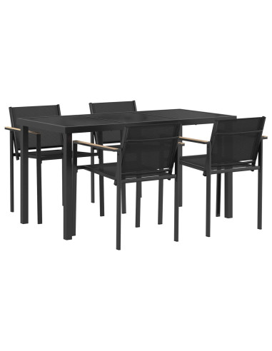 Set di Mobili da Esterno 5 pcs Nero e antracite Acciaio